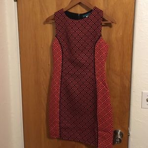 Anthropologie orange sleeveless patterned dress