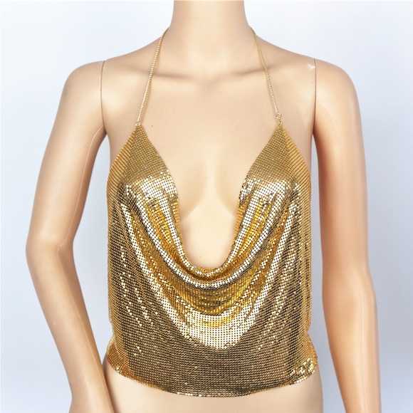 Gold jeweled halter top - Picture 3 of 5