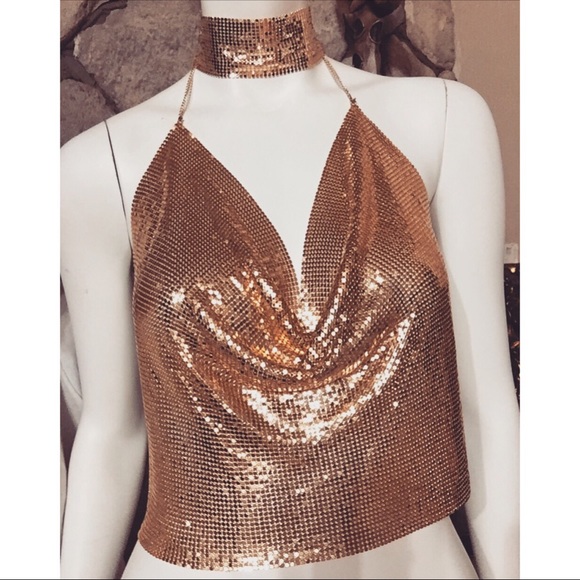 Gold jeweled halter top - Picture 5 of 5