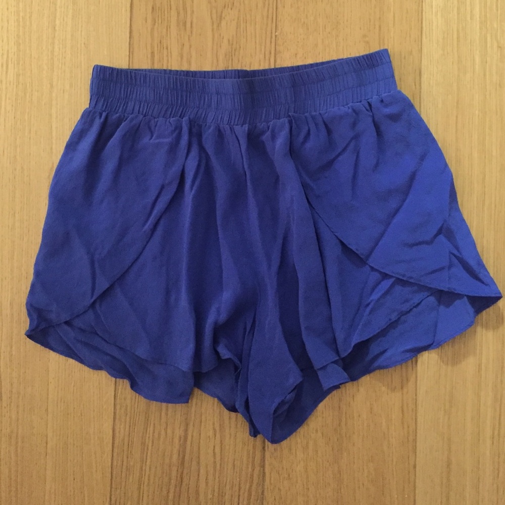 Royal blue silk shorts