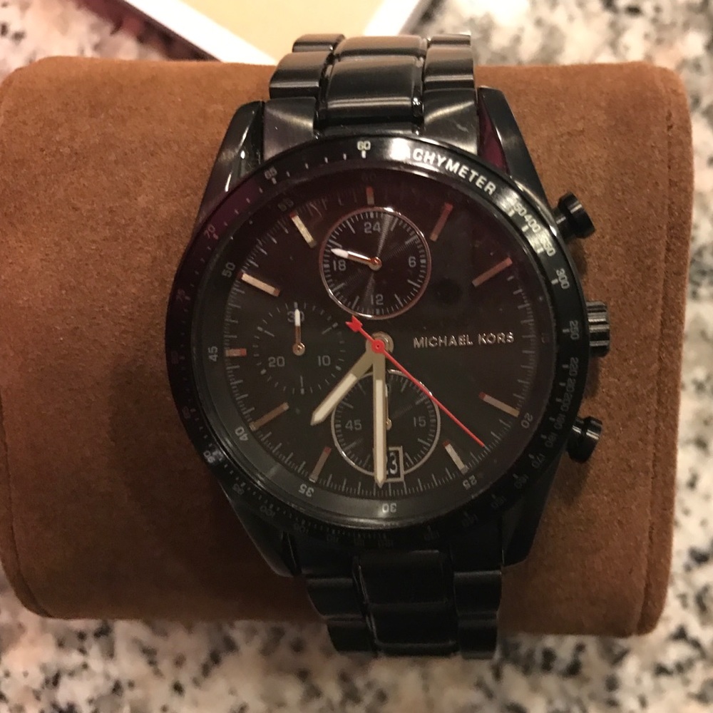Michal Kors Black Dial Ion-plated Men's Watch
