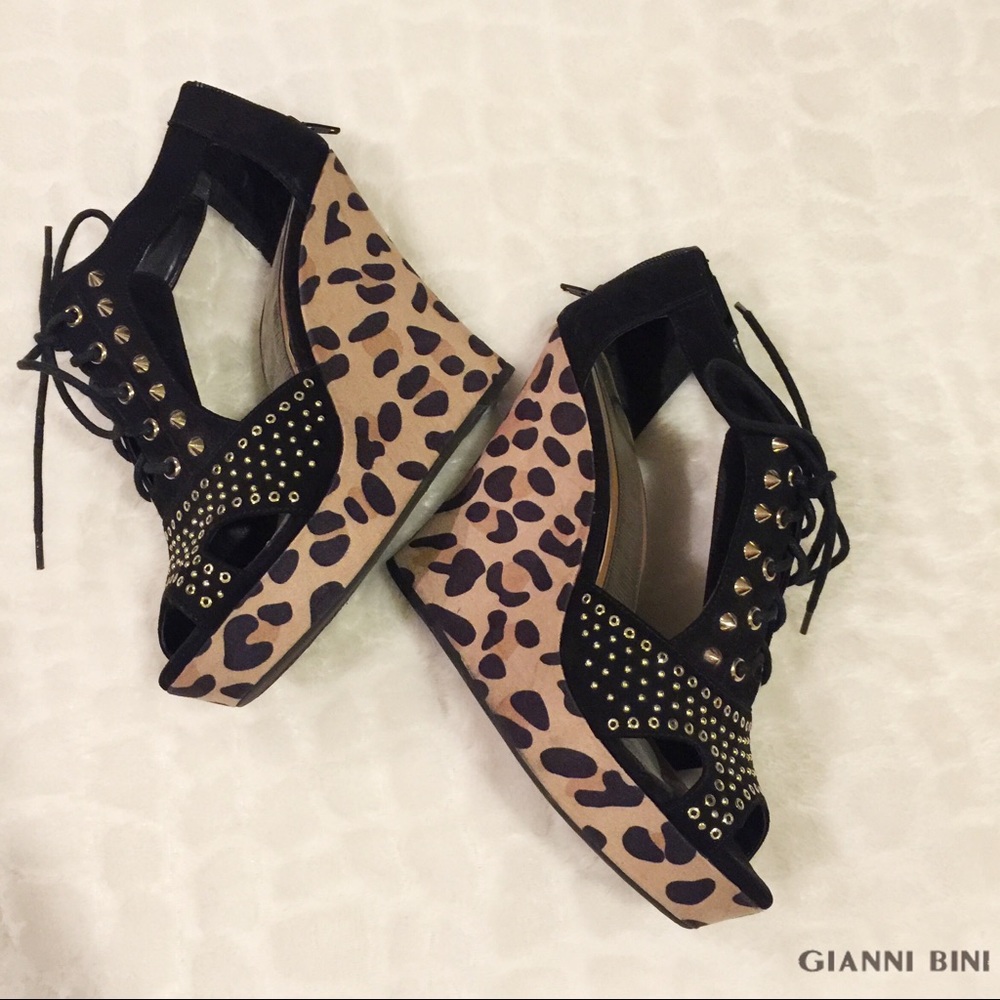 Gianni Bini leopard stud wedges