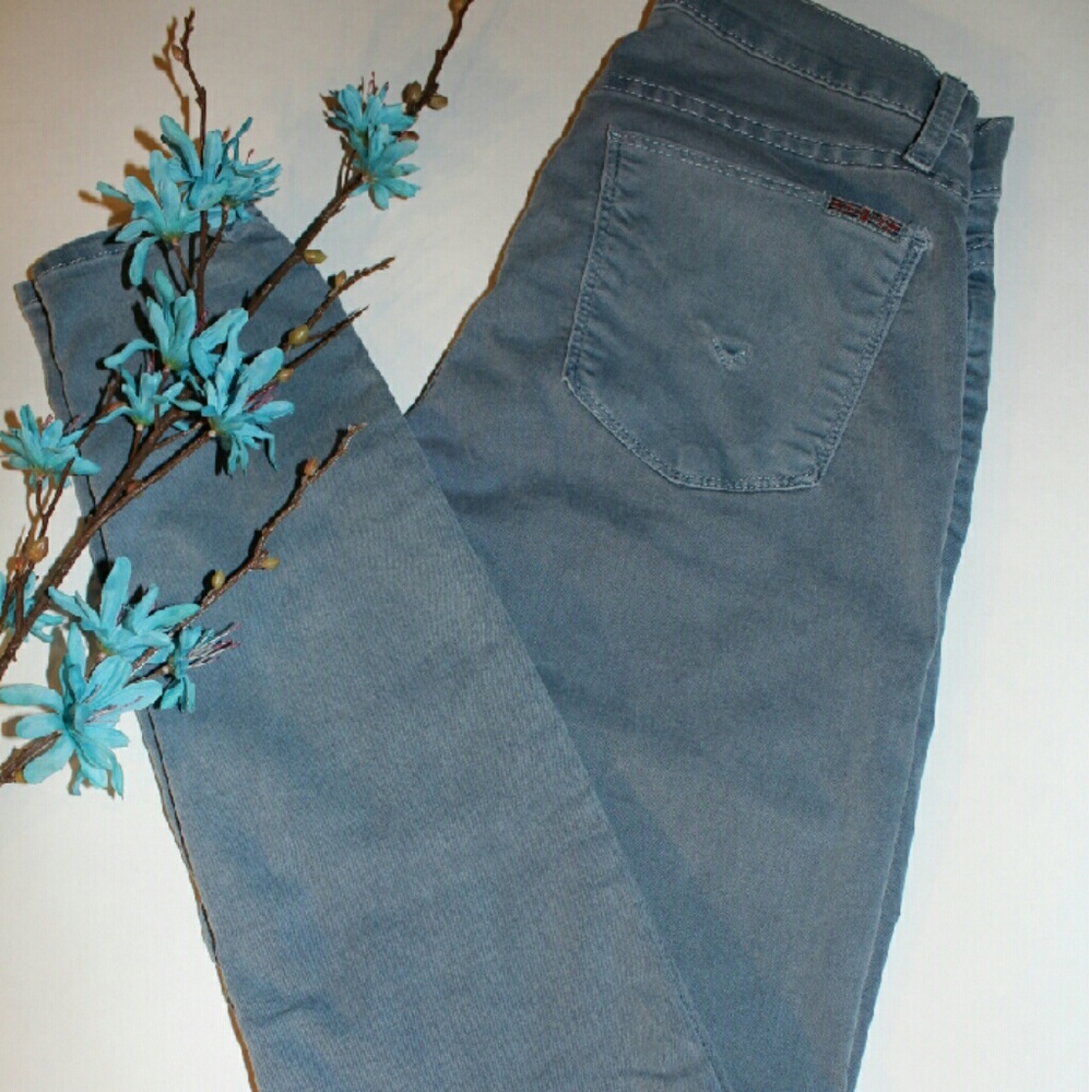 Blue Hudson skinny jeans.