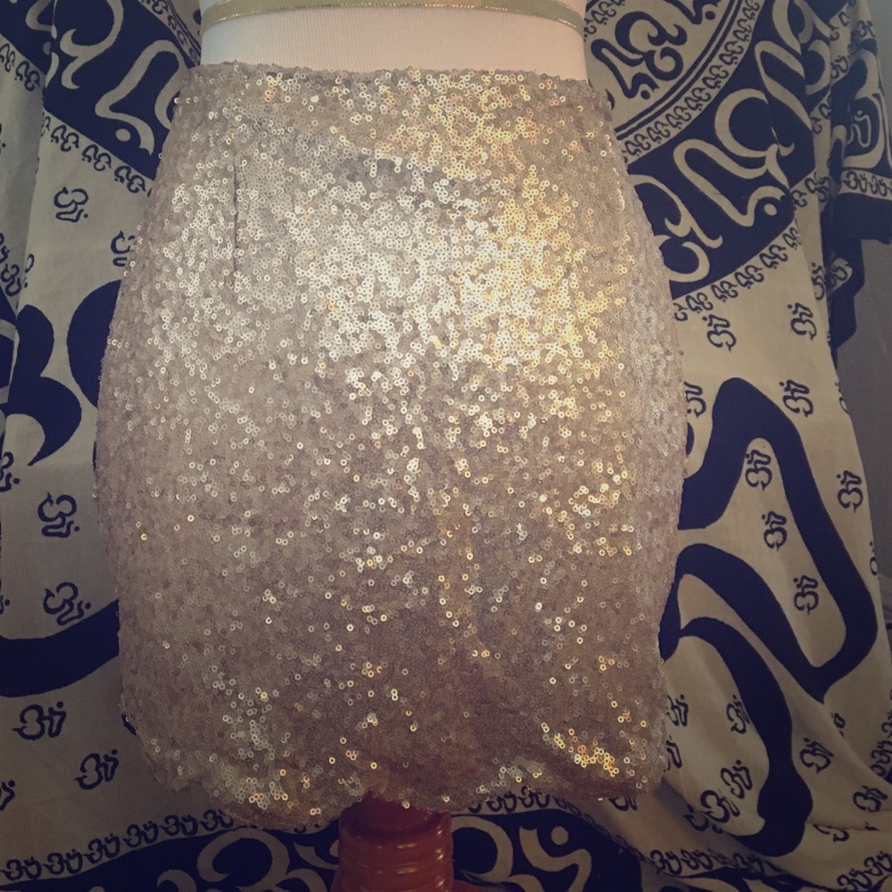 Tobi metallic pencil skirt