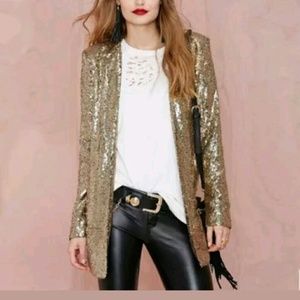 Womens gold sequin blazer