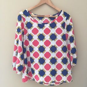 Geometric Pink and Blue Shirt