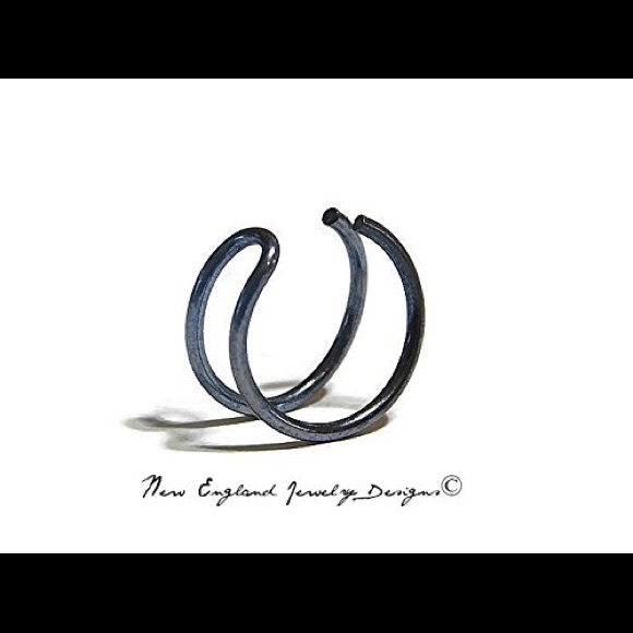 925 sterling silver Clip on fake lip ring ear cuff - Picture 2 of 4