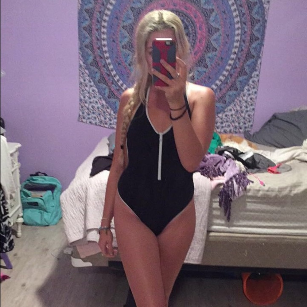 Black and white sporty VS PINK one piece