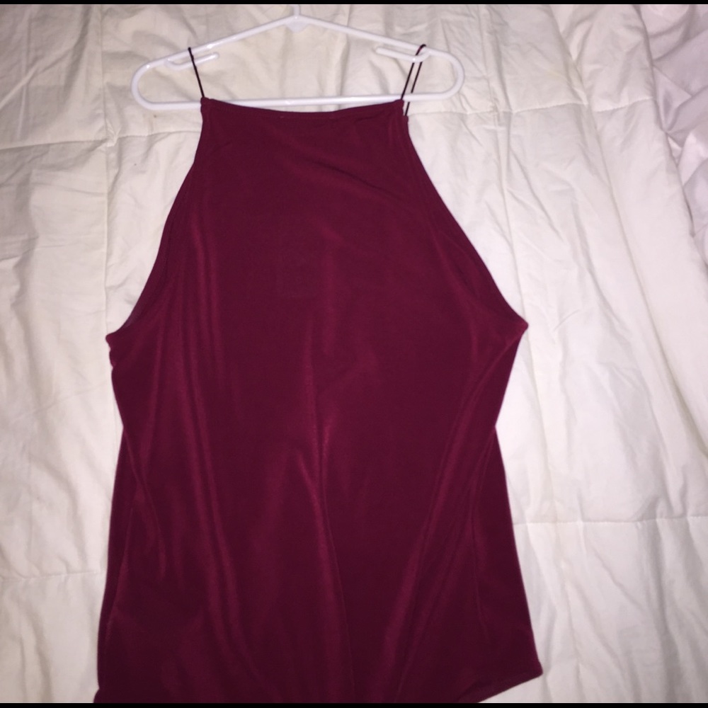 Maroon halter bodysuit
