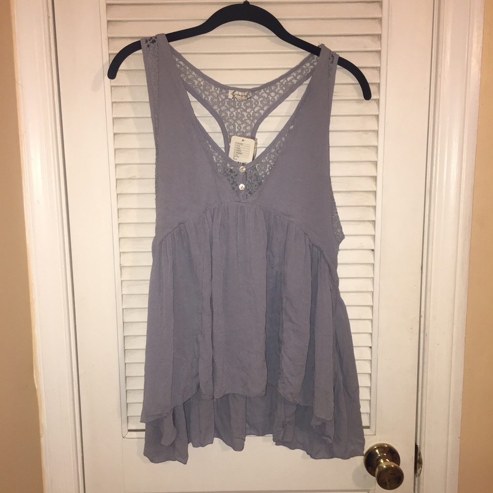 FREE PEOPLE Blue Trapeze Cami