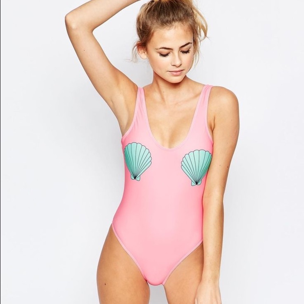 Seashell one piece bathing suit Boohoo