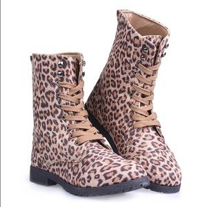 Leopard Print Combat Boots !!