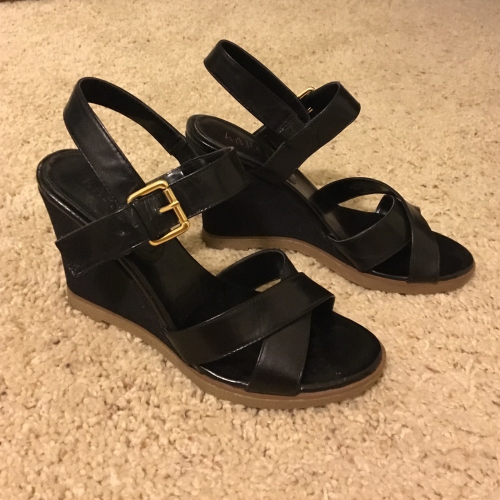 Ralph Lauren Leather Black Wedges