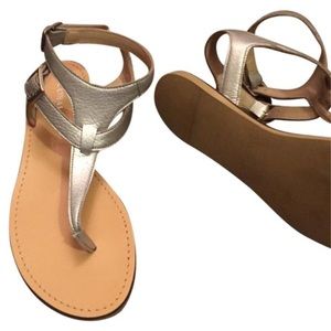 Silver Thong Sandals - Size 6