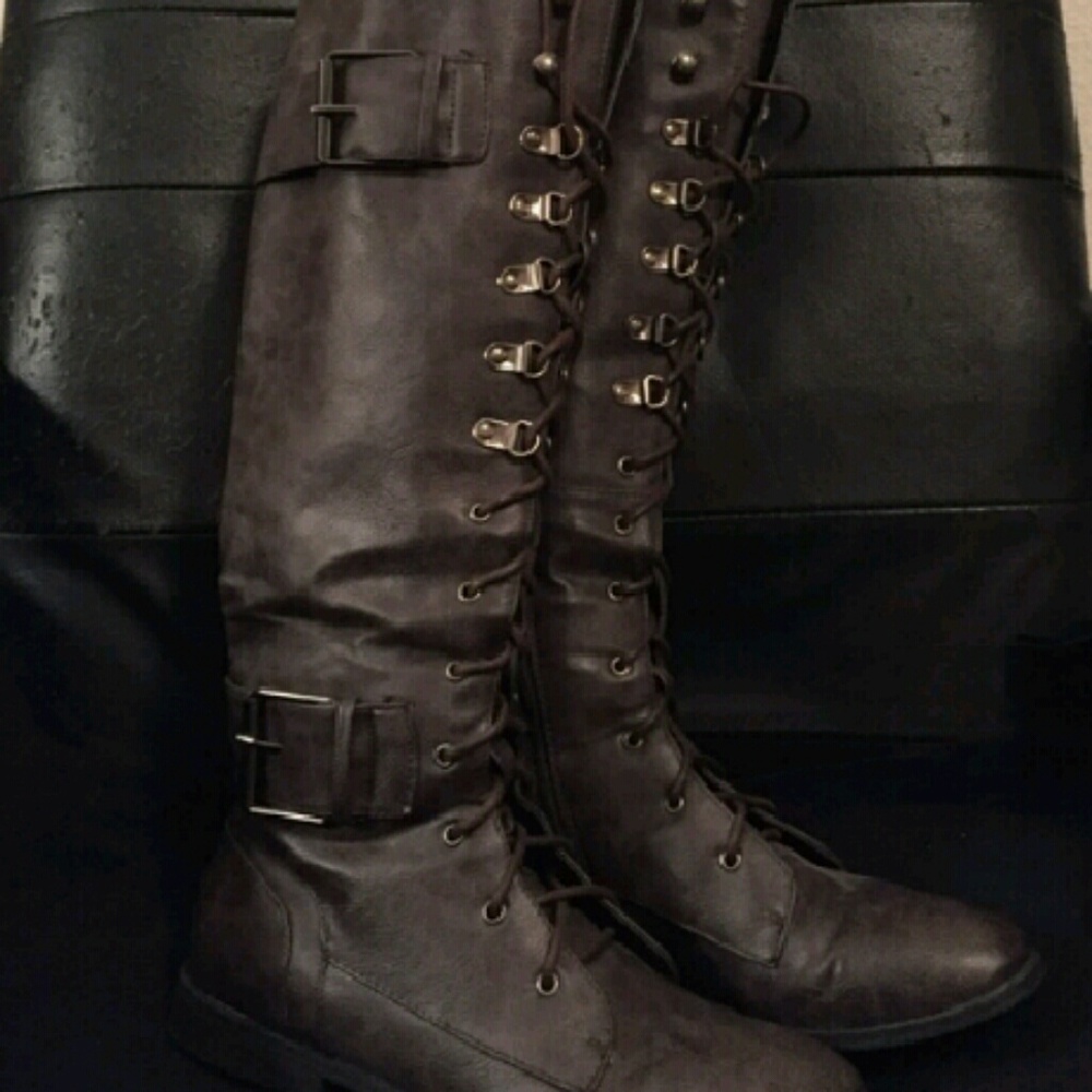 Brown lace up boots