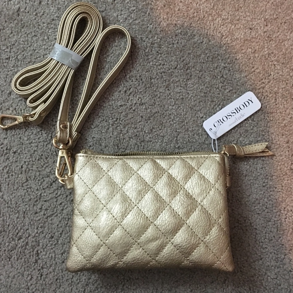NWT Charming Charlie Gold Crossbody bag