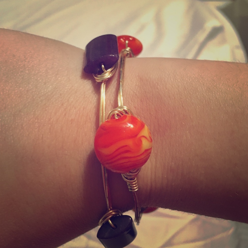 Clemson (Purple and Orange) Wire Wrap Bracelets