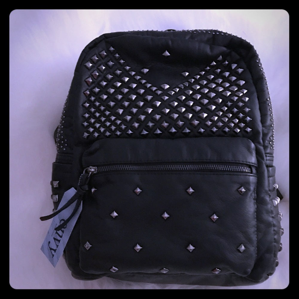 NWT Envy Black Leather Studded Backpack
