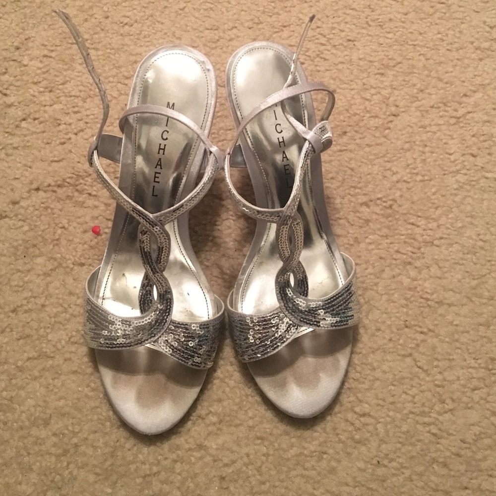 Silver Sequined Heels