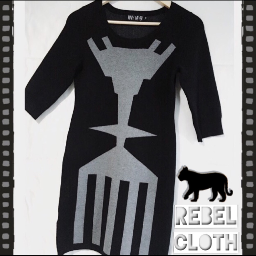 🕷Mary Meyer Bodycon Abstract Print Black Dress🕷