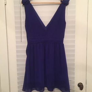 Deep-V, Royal Blue Dress