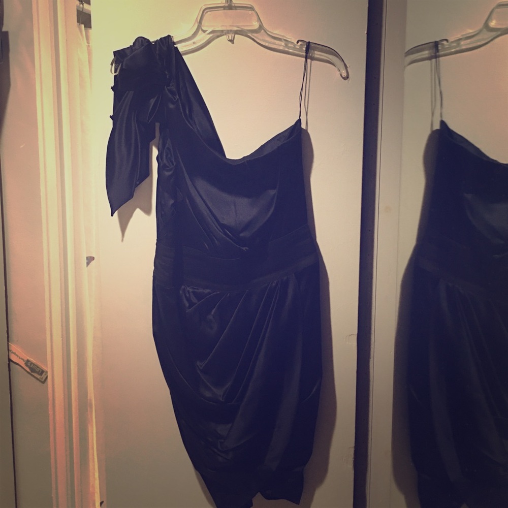 Foley & Corinna one shoulder navy silk dress - Picture 2 of 8