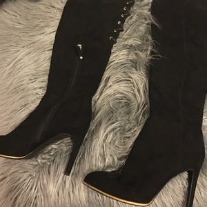 Sam & Libby Thigh High Faux Suede High Heel Boots