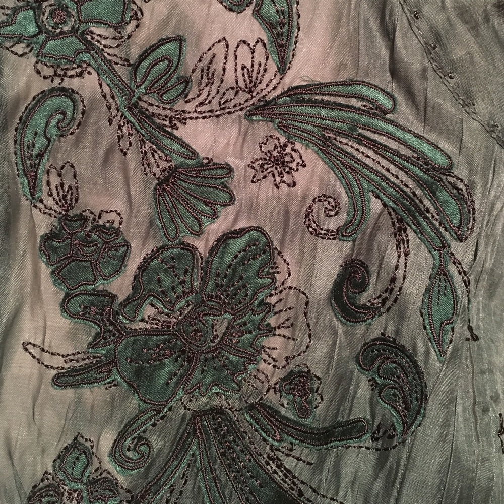 Emerald Green Silk Blouse & Undershirt (2 in 1)