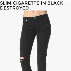 7 For All Mankind Slim Cigarette black destroyed