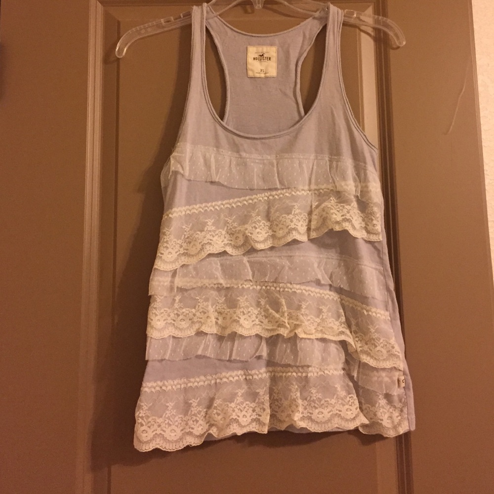Grey ruffled tank