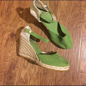 Gaimo Platform Wedge Espadrilles Green Size 6
