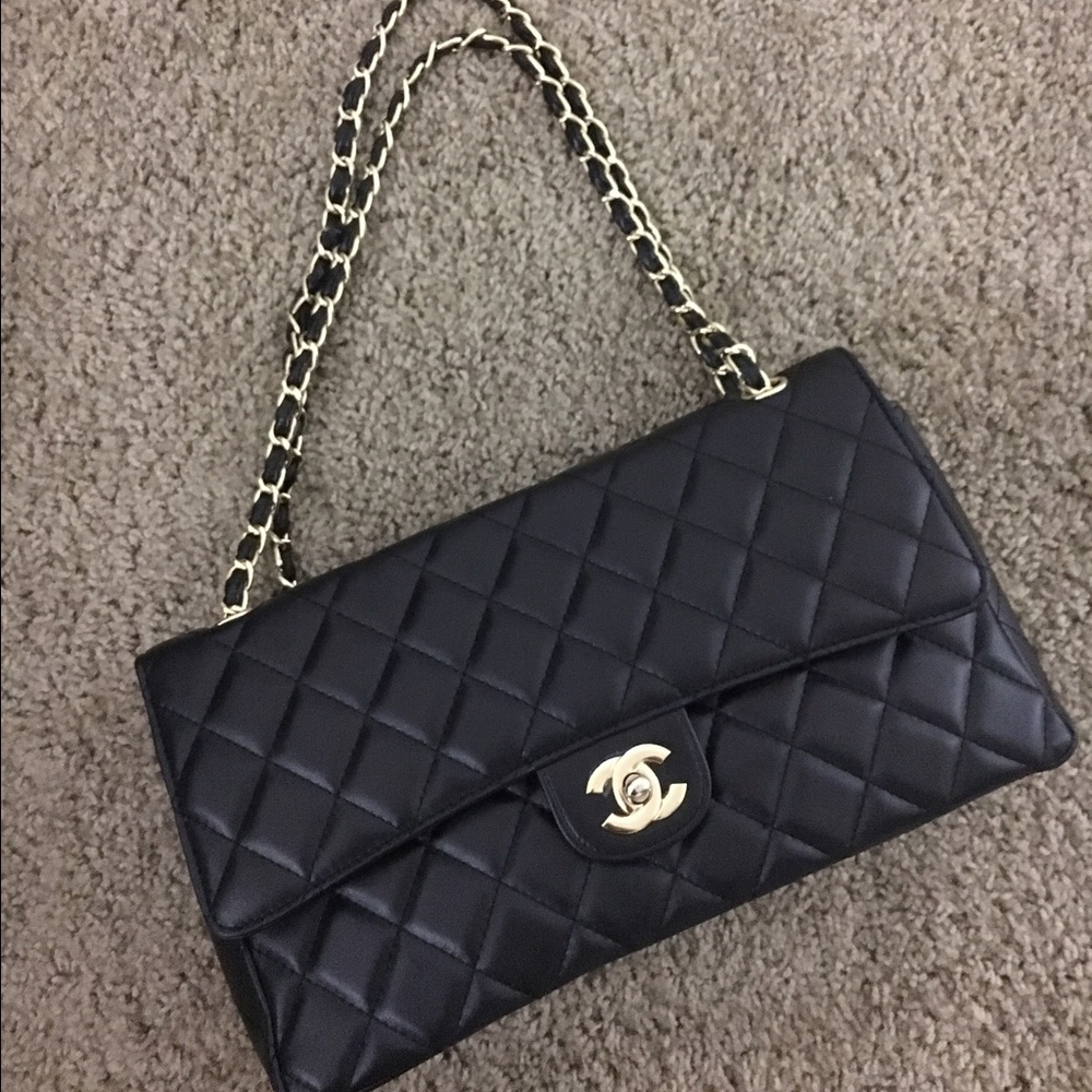 Black flap bag
