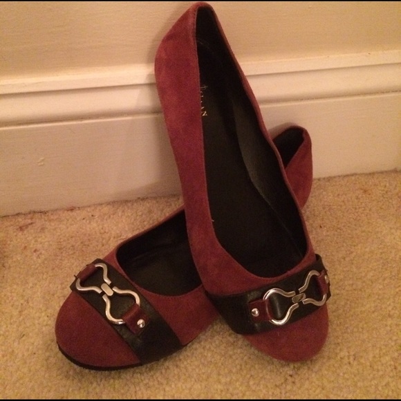 Cole Haan Suede Ballet Flats w/ Buckle - Picture 1 of 4