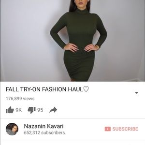 Olive Green Turtle Neck Dress