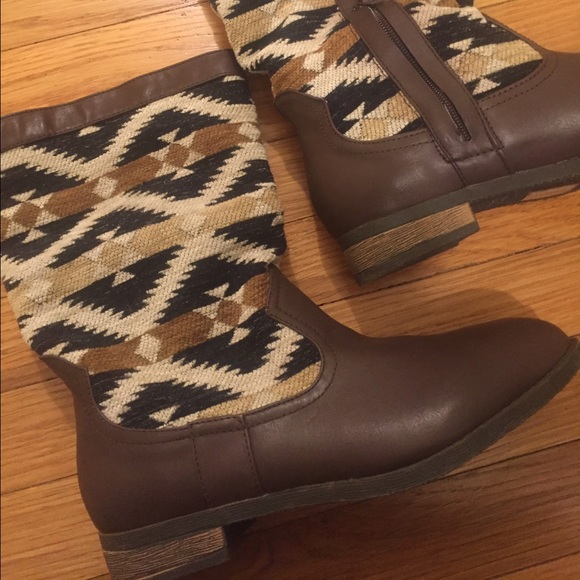 Forever 21 Shoes - Aztec Brown Leather Boots