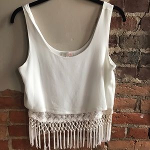 GB brand fancy crop fringe top