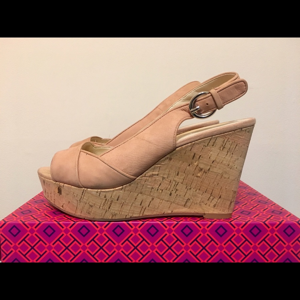 Light tan sling back  wedge