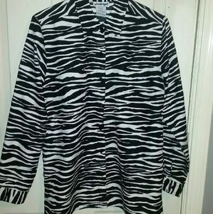 Zebra Print Black White Button Down Dress Shirt
