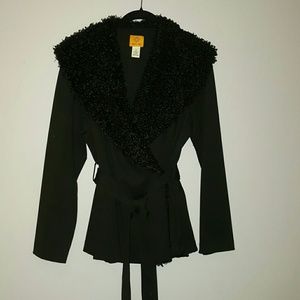 Size 12 black blazer with faux lamb