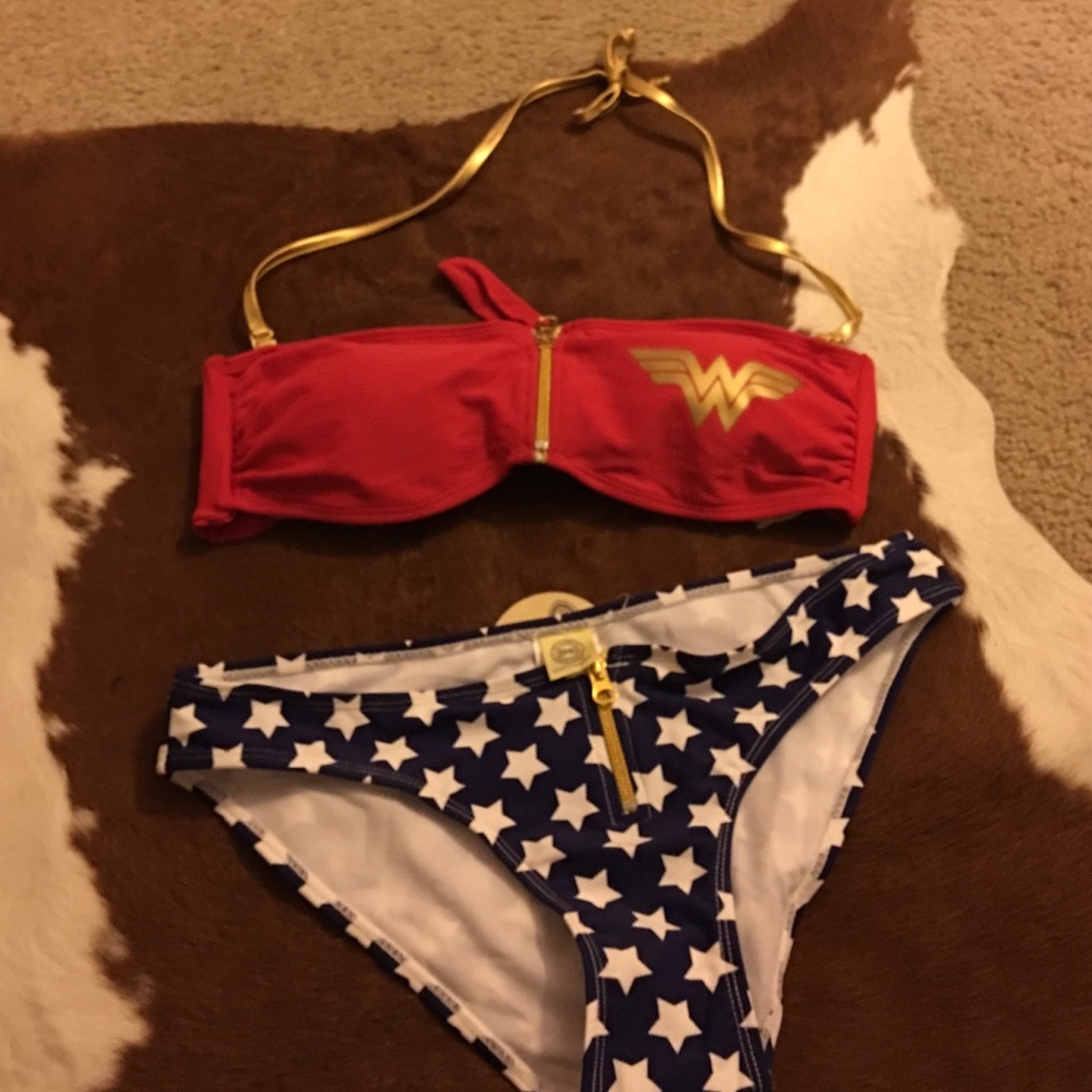 Red white and blue wonder woman bikini.