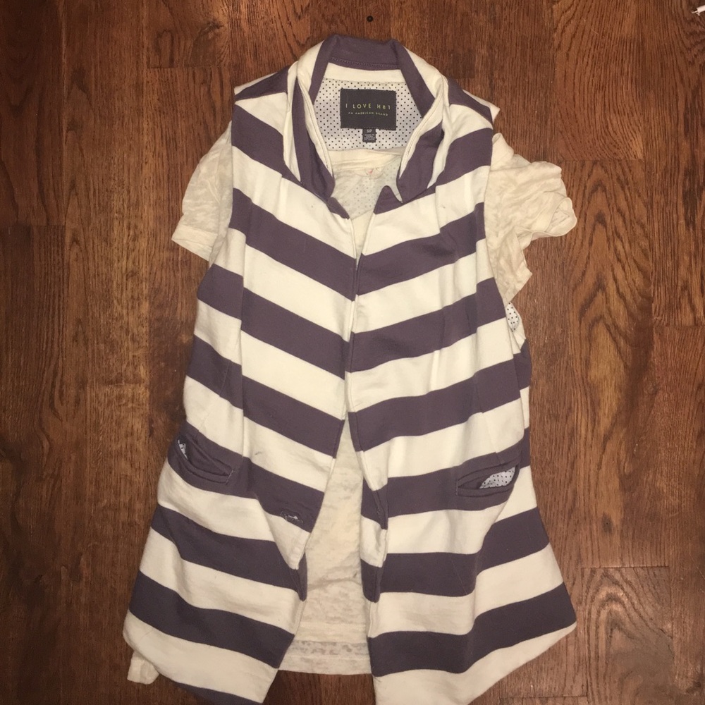 Sheer cream shirt with vest.  Forever 21