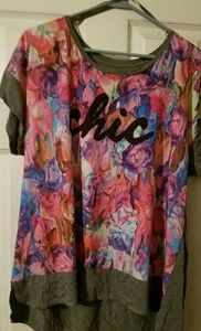 High low floral shirt