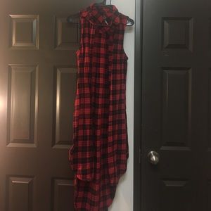 Longline plaid sleeveless dress