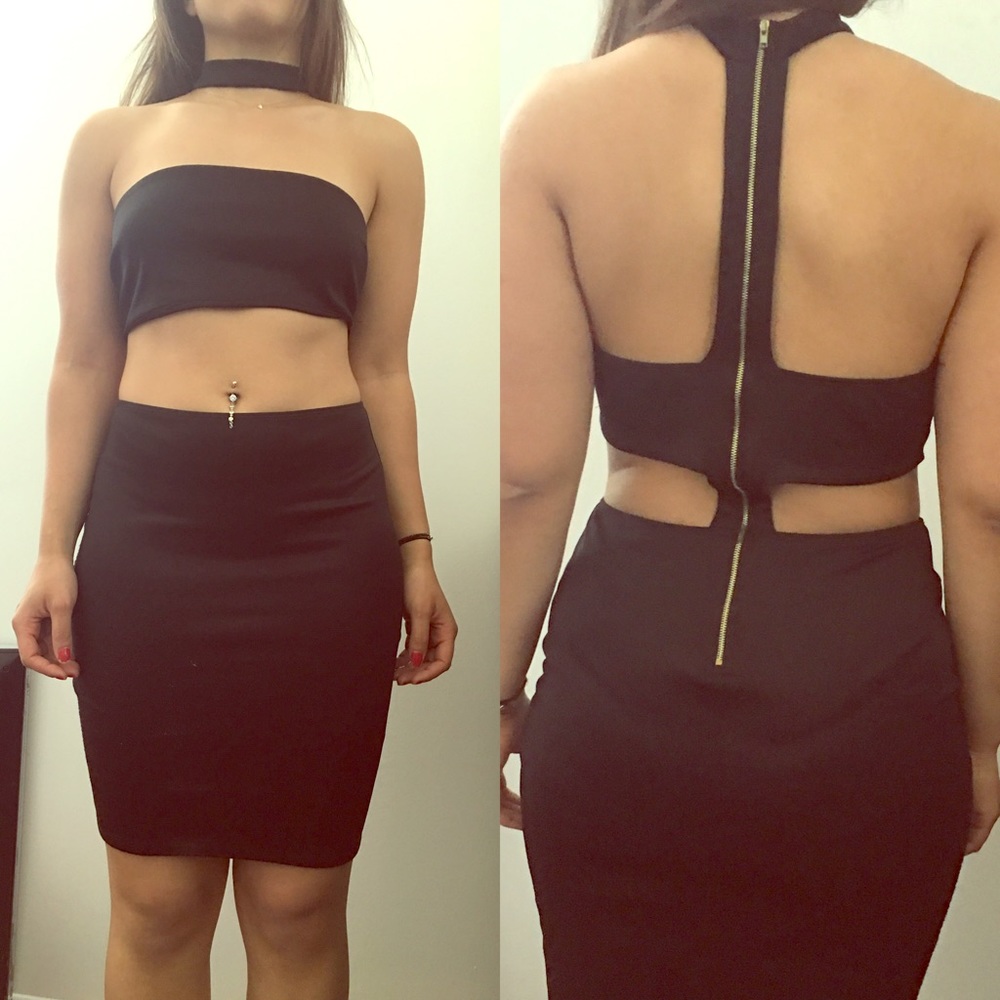 Black cut-out dress