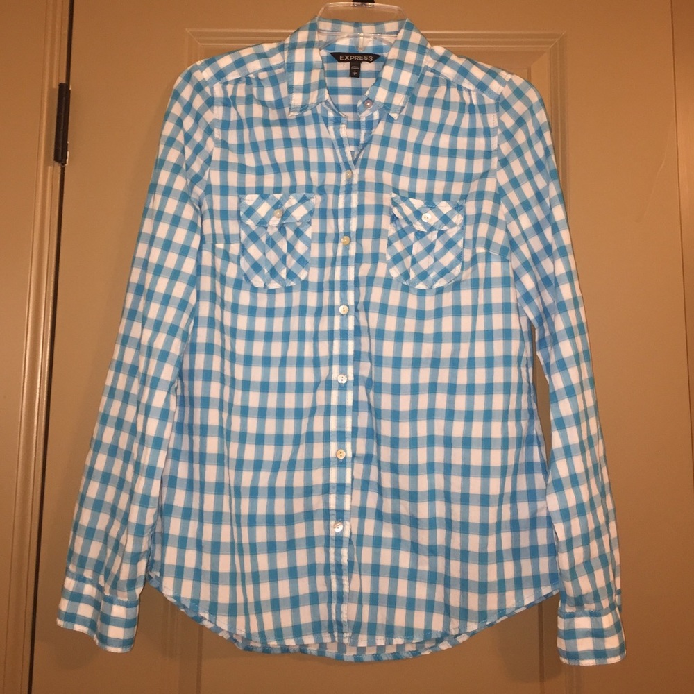 Blue checkered button down