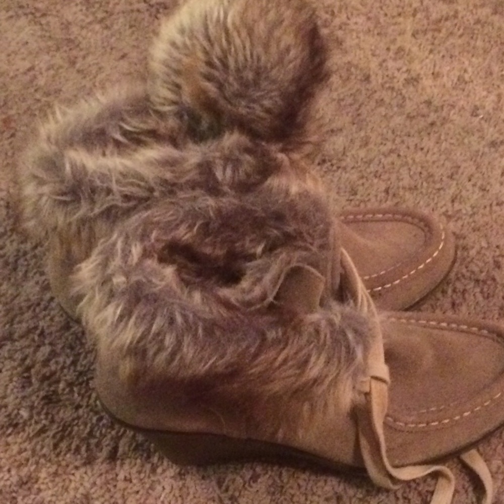 Brown wedge boots