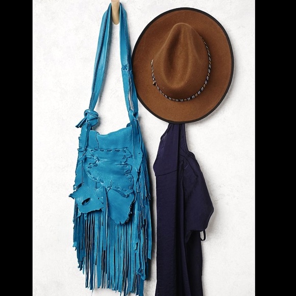 Free People Handbags - Free People turquoise leather Sunset Crossbody Bag