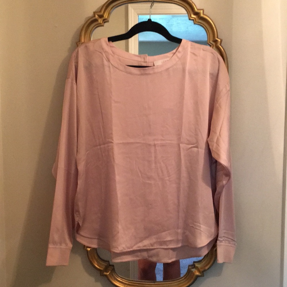 New! Ann Taylor Loft Pink Silk Log Sleeve Blouse