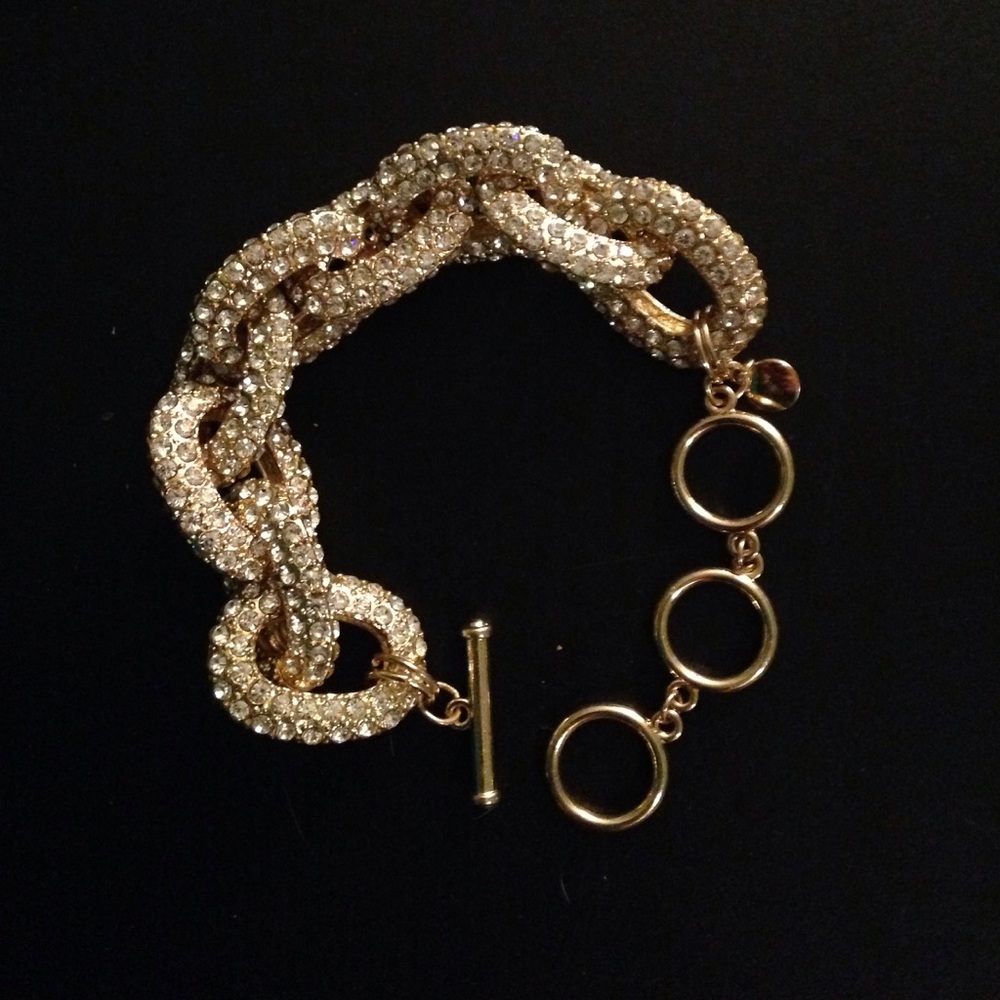 Preppy gold and crystal chain bracelet
