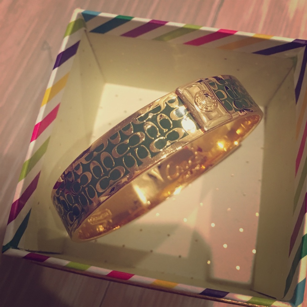 Green and gold coach signature bangle - Picture 1 of 5